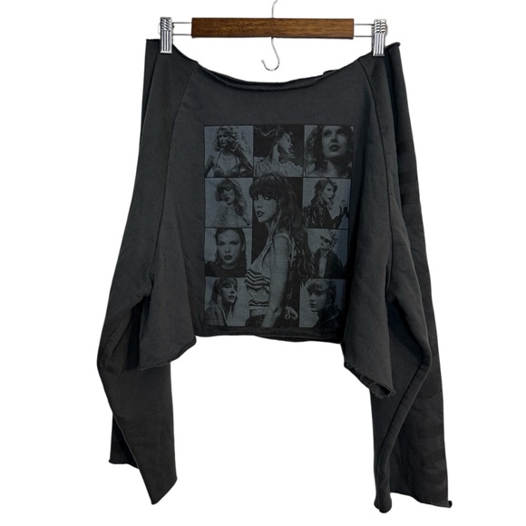 Taylor Swift Tops - Taylor Swift sweatshirt women's large grunge destroyed cut raw edge cropped‎